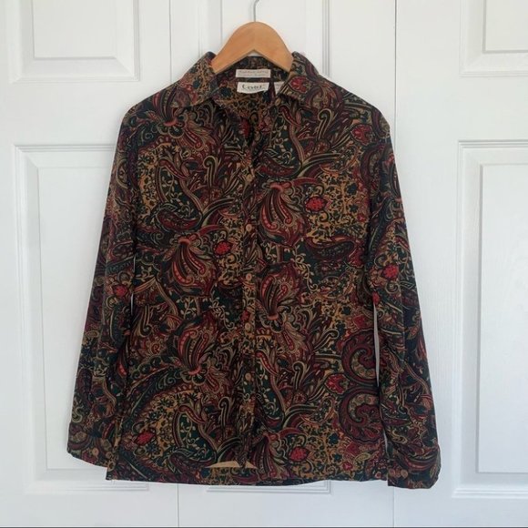 Tabi Vintage Button-up Shirt Paisley  Green‎ Red Women’s Size Small - Picture 2 of 7